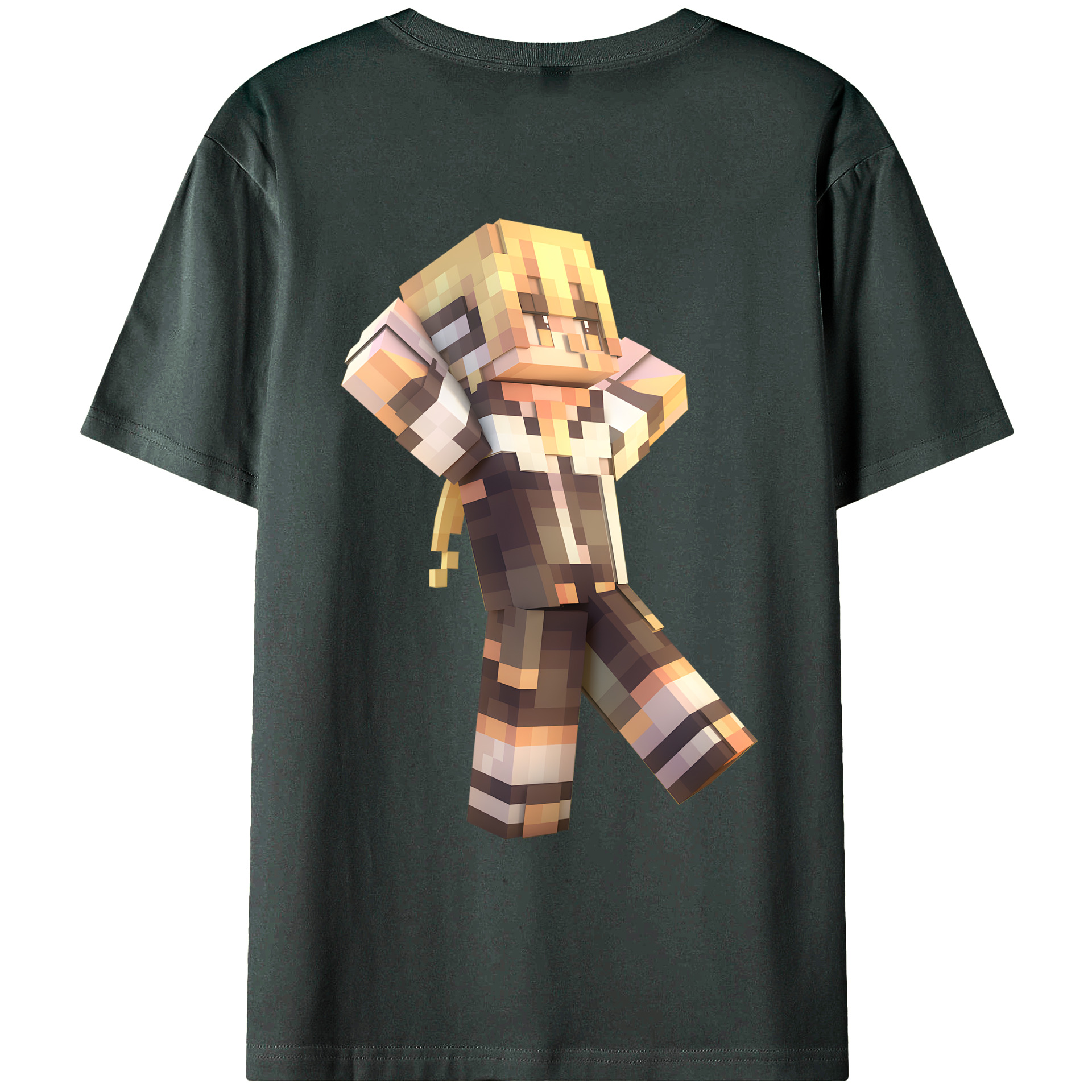 （画像用） マインクラフト ブロックの世界 Minecraft MC Block world 綿100％ メンズ半袖Tシャツ（バックプリント） 通気性